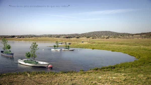 Vencedor do Archi’Nature 2022 propõe paisagem com árvores dentro de jangadas e barcos no Lago Alqueva
